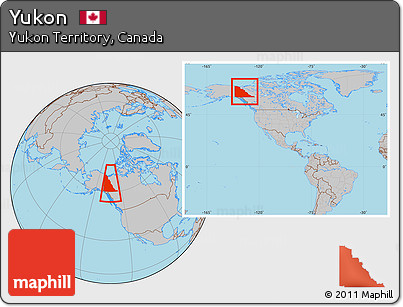 Gray Location Map of Yukon, within the entire country