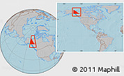 Gray Location Map of Yukon, within the entire country, hill shading
