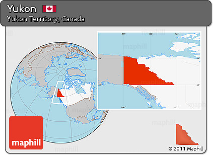 Gray Location Map of Yukon, highlighted country