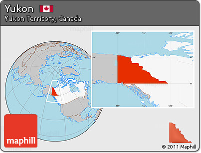 Gray Location Map of Yukon, highlighted country