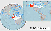 Gray Location Map of Yukon, highlighted country, highlighted parent region, within the entire country, hill shading