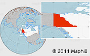 Gray Location Map of Yukon, highlighted country, highlighted parent region, hill shading