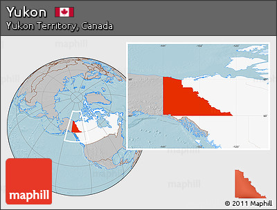 Gray Location Map of Yukon, highlighted country, hill shading
