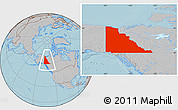 Gray Location Map of Yukon, hill shading