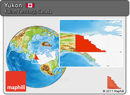 Physical Location Map of Yukon, highlighted country