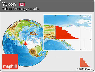 Physical Location Map of Yukon, highlighted country