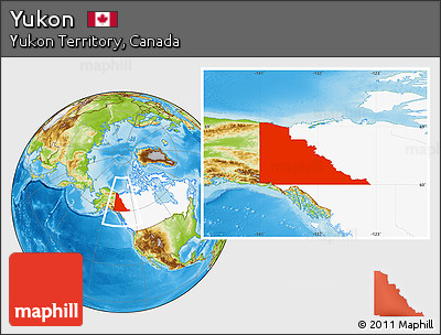 Physical Location Map of Yukon, highlighted country, highlighted parent region