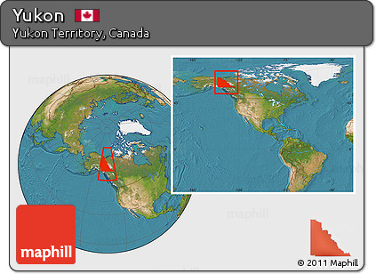 Satellite Location Map of Yukon, within the entire country
