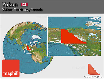 Satellite Location Map of Yukon