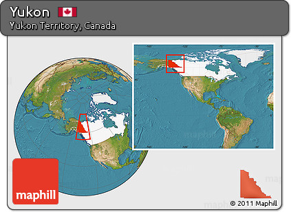 Satellite Location Map of Yukon, highlighted country, within the entire country