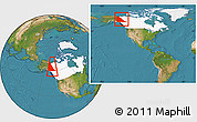 Satellite Location Map of Yukon, highlighted country, within the entire country