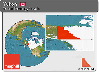 Satellite Location Map of Yukon, highlighted country