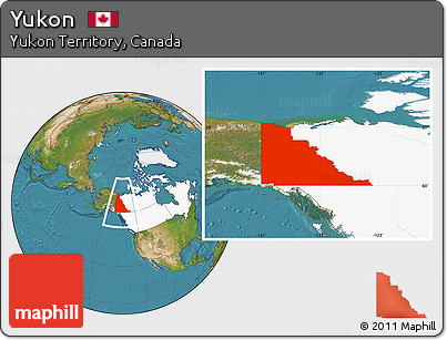Satellite Location Map of Yukon, highlighted country
