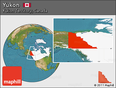 Satellite Location Map of Yukon, highlighted country