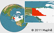 Satellite Location Map of Yukon, highlighted country, highlighted parent region