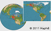 Satellite Location Map of Yukon, highlighted parent region, within the entire country