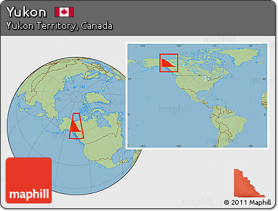 Savanna Style Location Map of Yukon, within the entire country