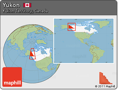 Savanna Style Location Map of Yukon, highlighted country, within the entire country