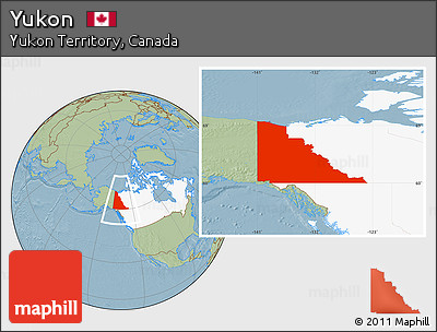 Savanna Style Location Map of Yukon, highlighted country, hill shading