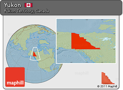 Savanna Style Location Map of Yukon, highlighted parent region, hill shading
