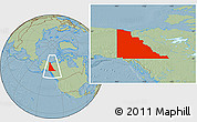 Savanna Style Location Map of Yukon, hill shading