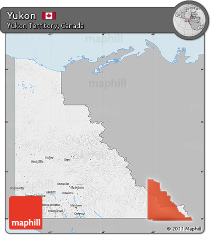 Gray Map of Yukon, single color outside