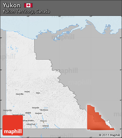 Gray Map of Yukon, single color outside