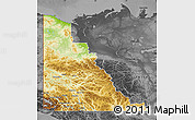 Physical Map of Yukon, darken, desaturated