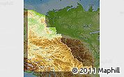 Physical Map of Yukon, darken