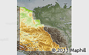 Physical Map of Yukon, darken, semi-desaturated