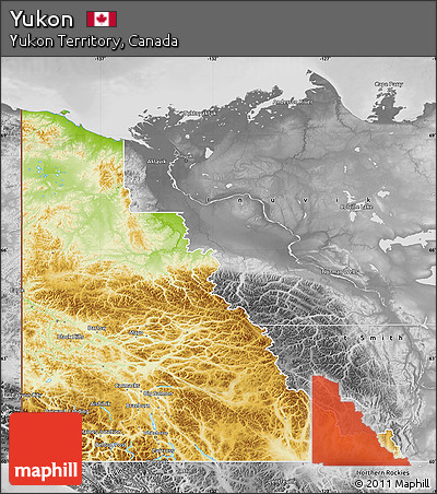 Physical Map of Yukon, desaturated
