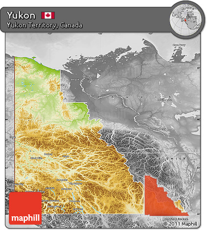 Physical Map of Yukon, desaturated