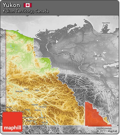 Physical Map of Yukon, desaturated