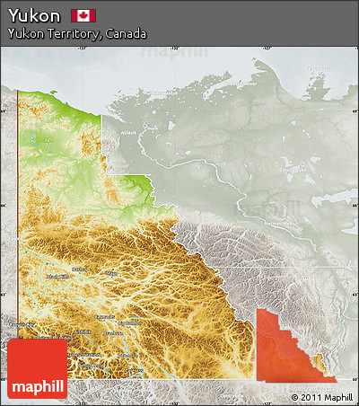 Physical Map of Yukon, lighten, semi-desaturated