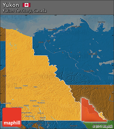 Political Map of Yukon, darken