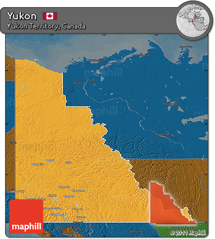Political Map of Yukon, darken
