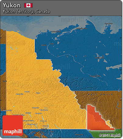 Political Map of Yukon, darken