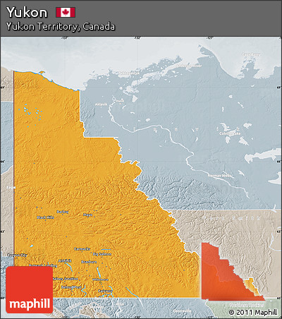 Political Map of Yukon, lighten, semi-desaturated