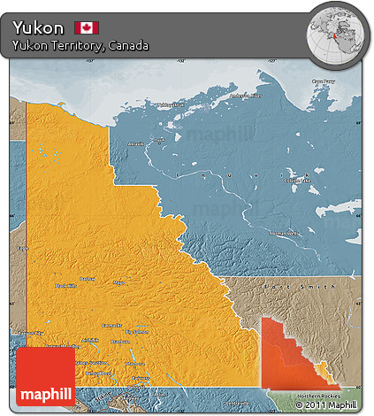 Political Map of Yukon, semi-desaturated