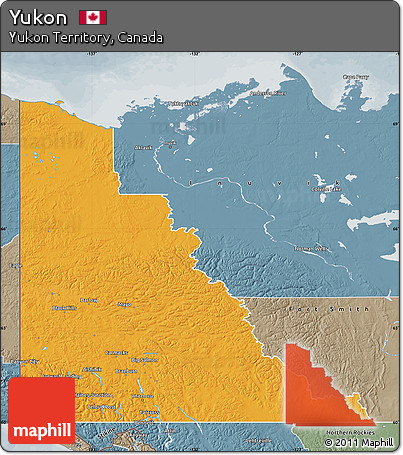 Political Map of Yukon, semi-desaturated