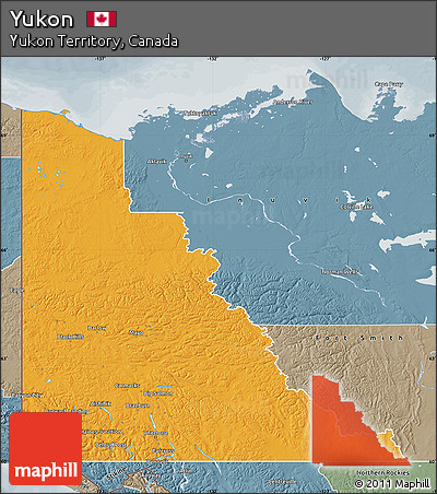 Political Map of Yukon, semi-desaturated
