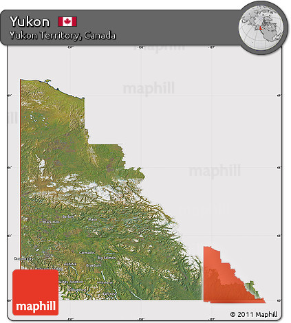 Satellite Map of Yukon, cropped outside
