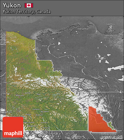Satellite Map of Yukon, desaturated