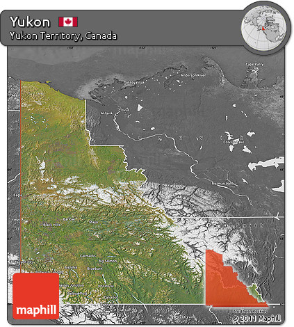Satellite Map of Yukon, desaturated