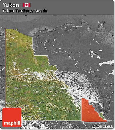 Satellite Map of Yukon, desaturated