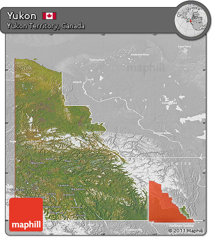 Satellite Map of Yukon, lighten, desaturated
