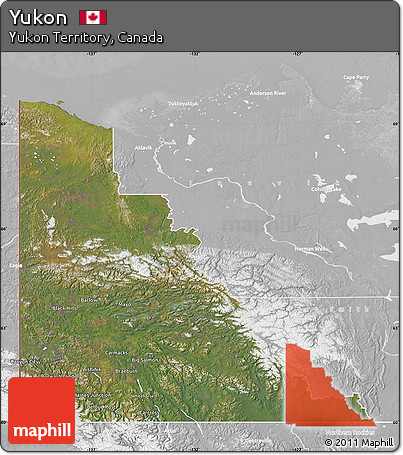 Satellite Map of Yukon, lighten, desaturated