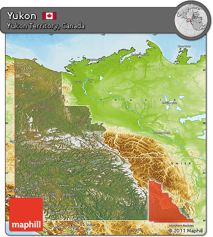 Satellite Map of Yukon, physical outside
