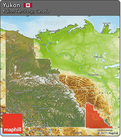 Satellite Map of Yukon, physical outside