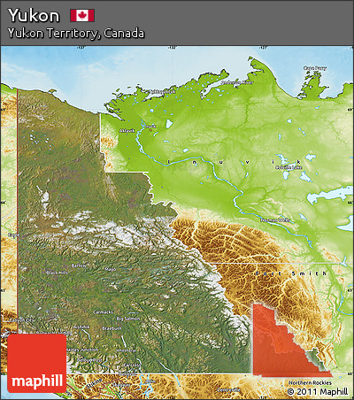 Satellite Map of Yukon, physical outside